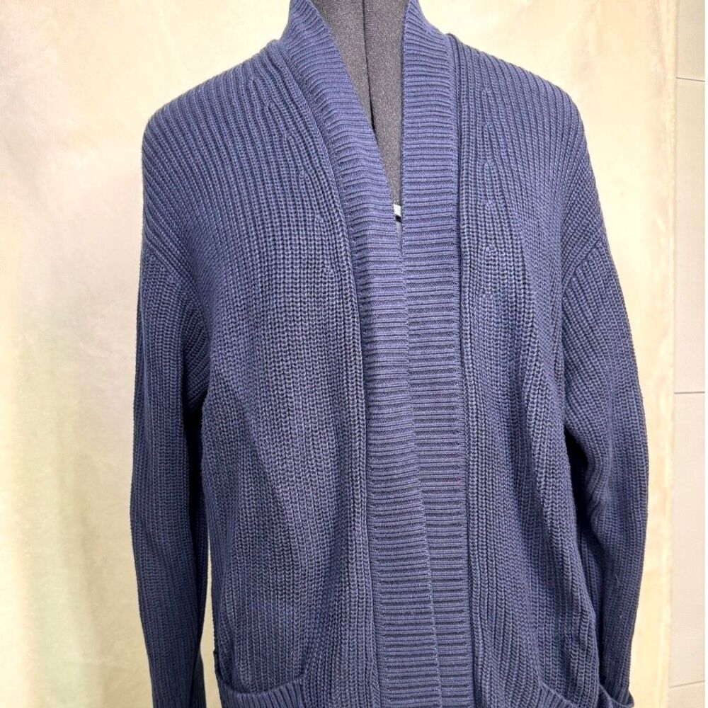 Max & Mia Women's Open Front Long Sleeve Ribbed Cotton Cardigan Sweater Navy XXL